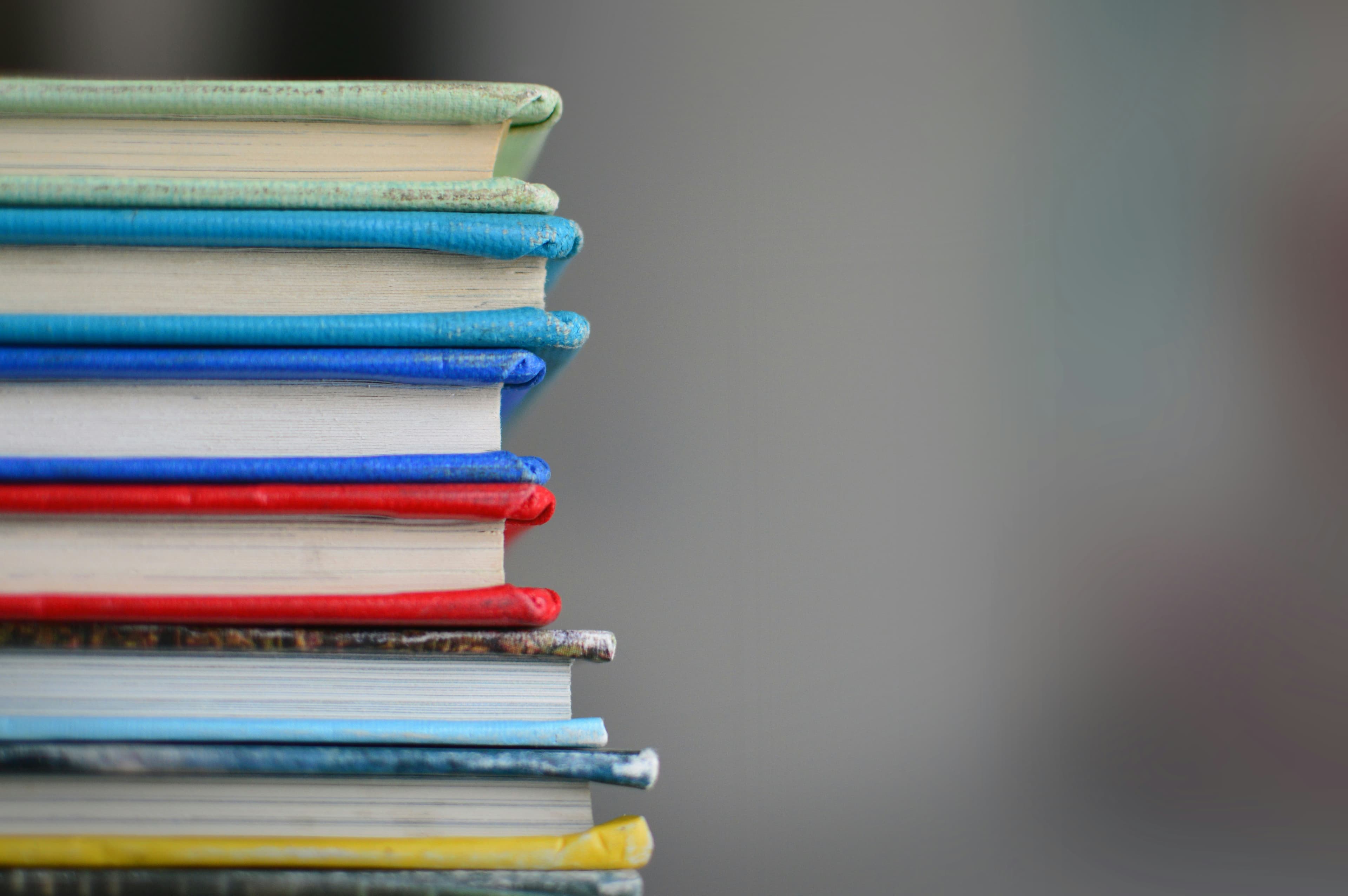 A stack of textbooks.